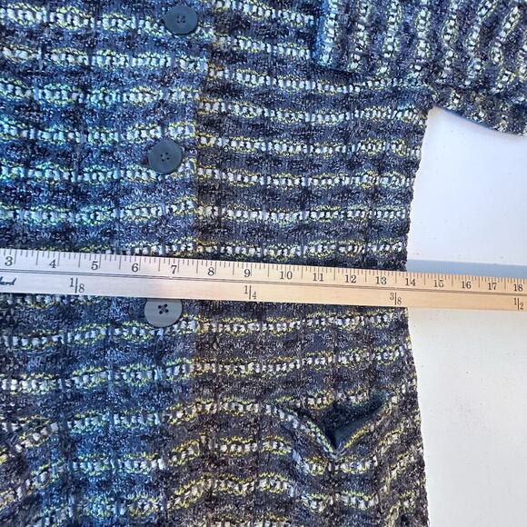 ST. JOHN Black Grey Silver Yellow Green Metallic Buttons Blazer Jacket 2 USA - Picture 7 of 12